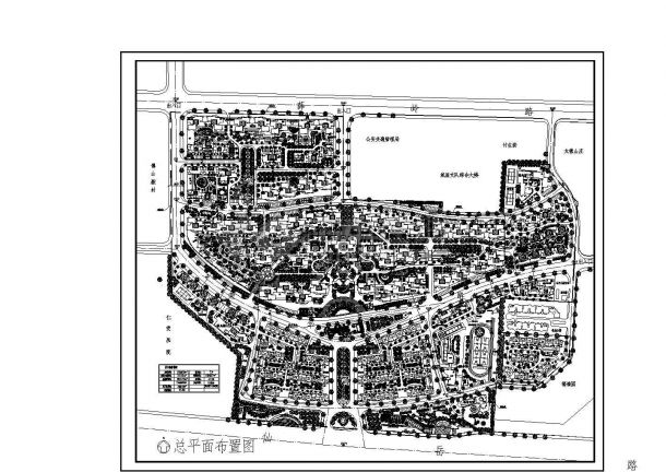 某城市高档住宅小区（总建筑面积620170平方米）规划设计cad施工总平面图（含技术经济指标）-图一