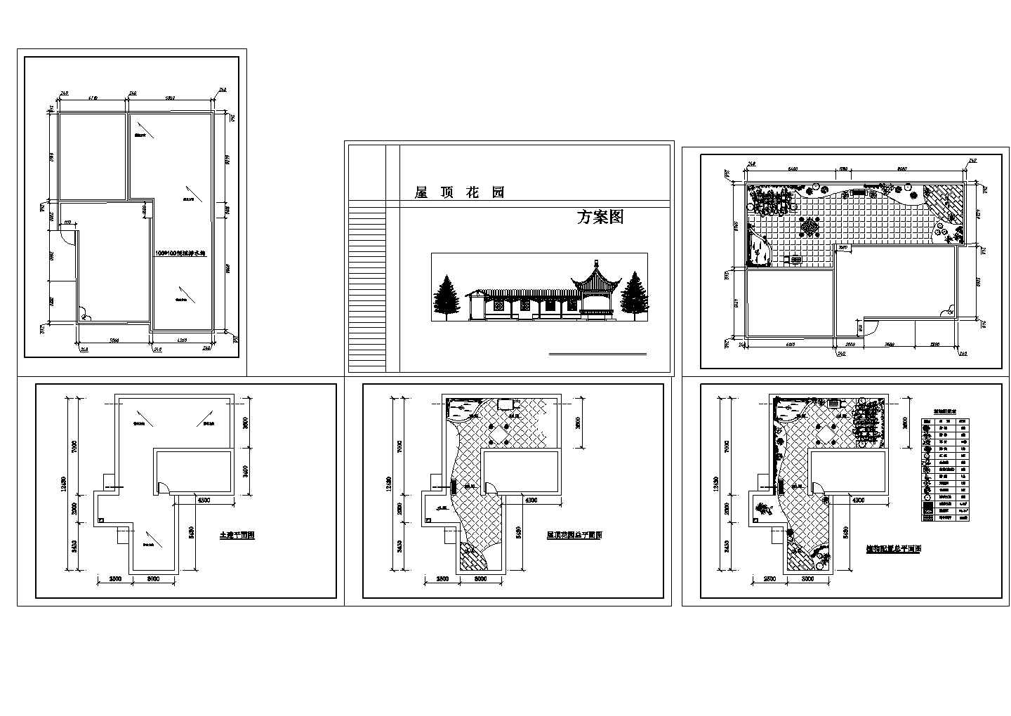 徐州某别墅屋顶花园设计方案CAD图纸