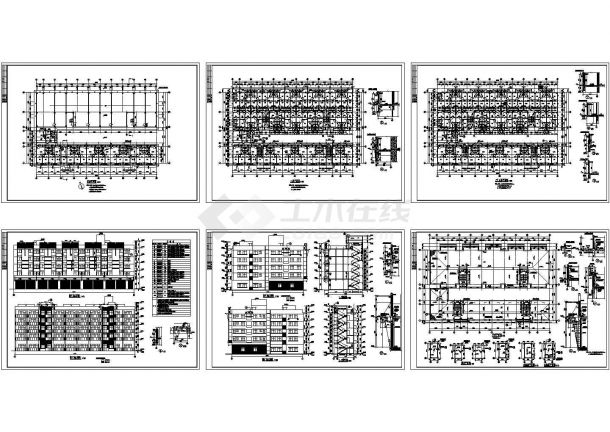 五层宿舍综合楼建筑施工cad图，共六张-图一