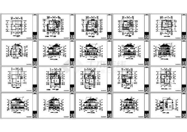 某三层框架结构欧式独体别墅设计cad全套建筑施工图（含另一套别墅设计）-图一