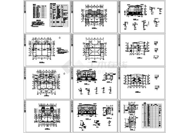 某三层框架结构欧式风格别墅（面积900.29平方米）设计cad全套建筑施工图（含设计说明）-图一