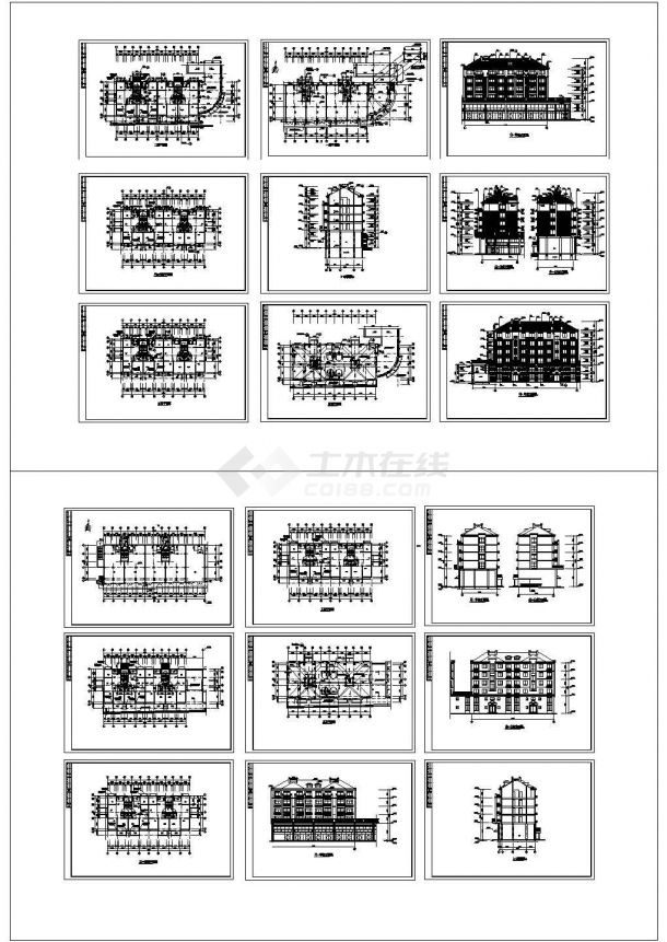 某五层框架结构欧式风格别墅设计cad全套建筑施工图（含另一别墅设计）-图一
