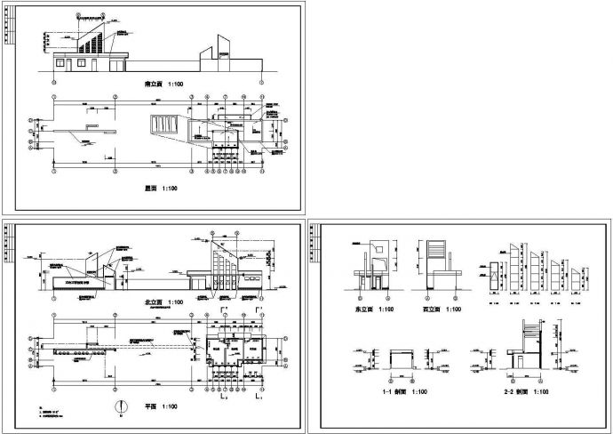 80平米中学校高中部大门传达室建筑设计施工图_图1
