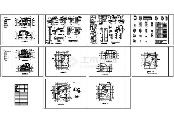 某三层框架结构欧式风格私人别墅设计cad全套建筑施工图（甲级院设计）-图一