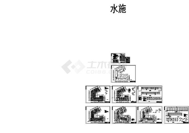 江苏某高层中心医院给排水设计施工CAD图（门诊、办公、食宿、地下室）-图一