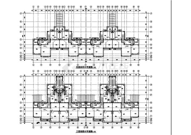 多层联排别墅给排水CAD设计施工图-图二