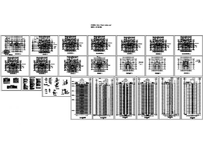 某28层1楼梯2电梯4户点式住宅楼设计CAD图纸（长约31.8米 宽30.3米 ）_图1