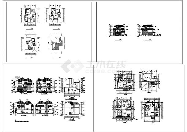 某三层砖混结构现代风格别墅设计cad全套建筑方案图纸（甲级院设计）-图一