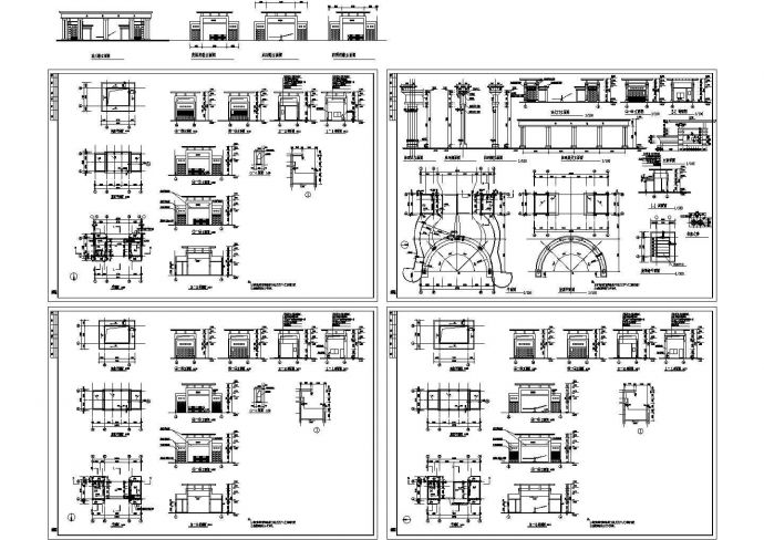 精选4套某新村大门建筑设计CAD图纸_图1