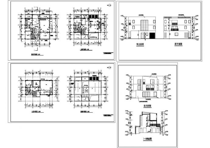 某三层砖混结构现代风格别墅设计cad全套建筑施工图（甲级院设计）_图1