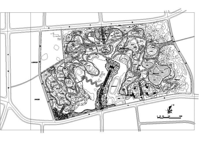 四川某县城公园景观设计施工CAD图纸设计_图1