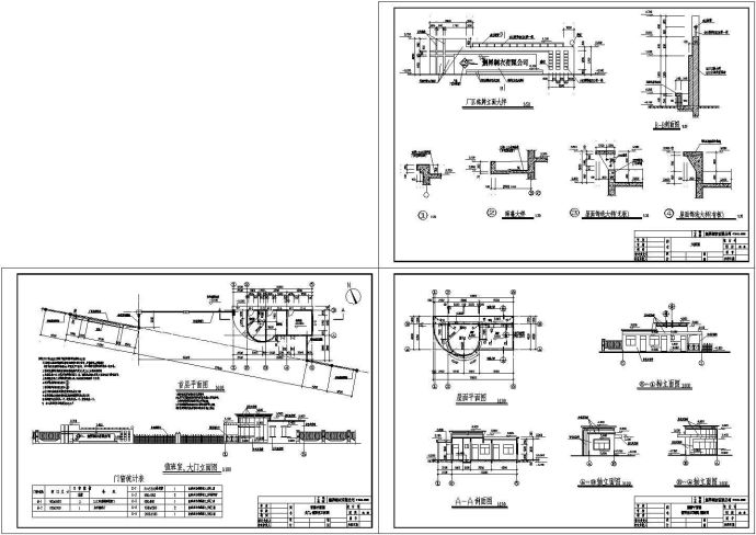 长27.4米 宽7.966米 单层厂区大门、值班室建施【平立剖 大样图】_图1