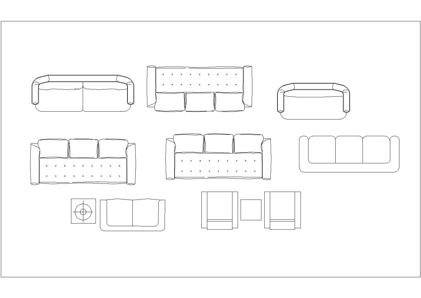 某沙发椅子CAD构造完整设计平面图