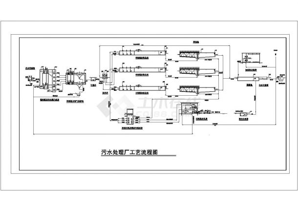[宁夏]城区污水处理厂工艺流程图CAD给排水节点构造设计-图一