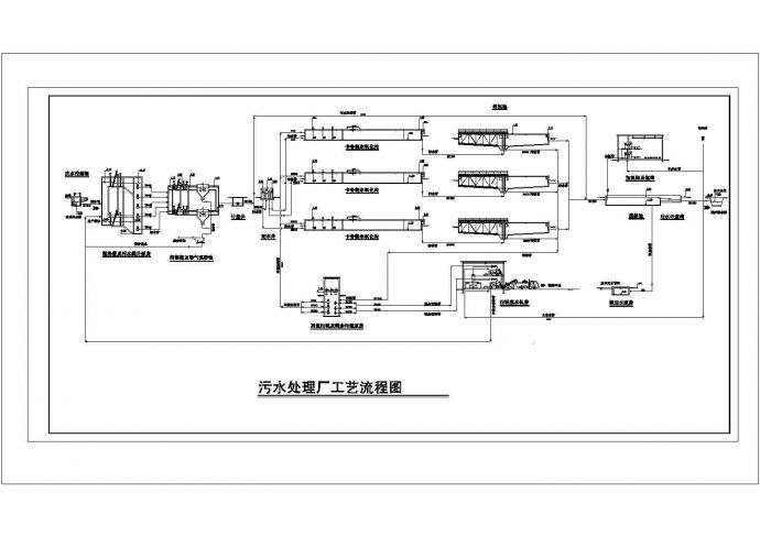[宁夏]城区污水处理厂工艺流程图CAD给排水节点构造设计_图1
