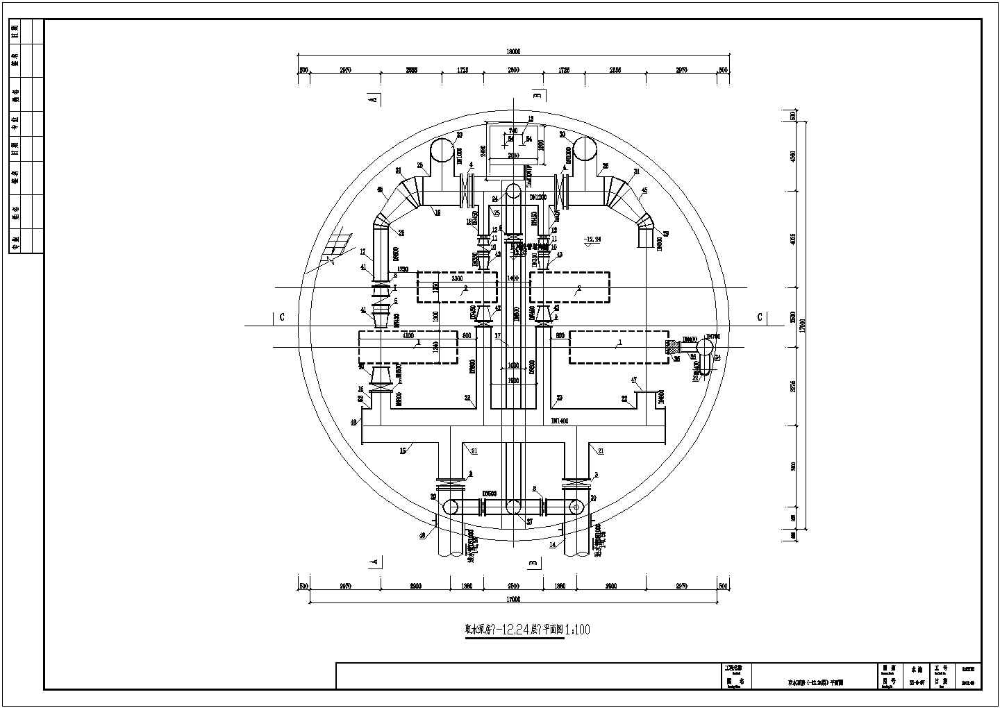 [重庆]生态工业园自来水厂工艺取水泵房CAD给排水构造图