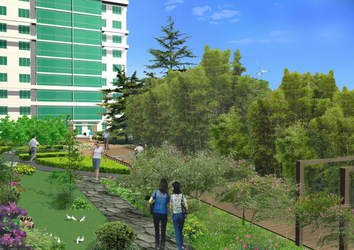 住宅小区中心花园景观设计效果图_图1