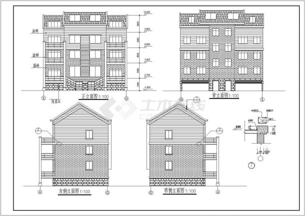 泰州多层住宅建筑方案设计cad图，共5张-图一