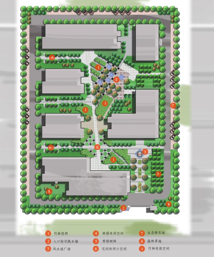 某研发中心室外景观绿化总平面图_图1