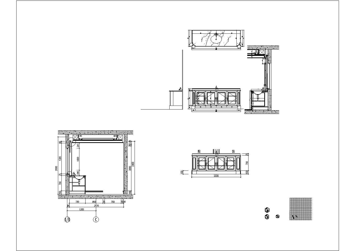 某二层卫生间CAD设计完整构造节点图