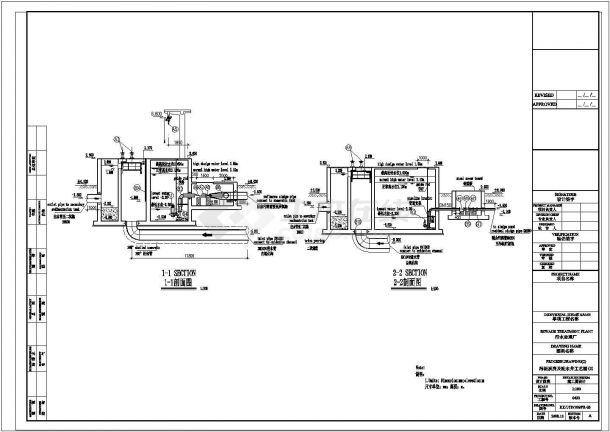 某国外氧化沟工艺全套图纸配水井及污泥泵房CAD施工设计图-图一