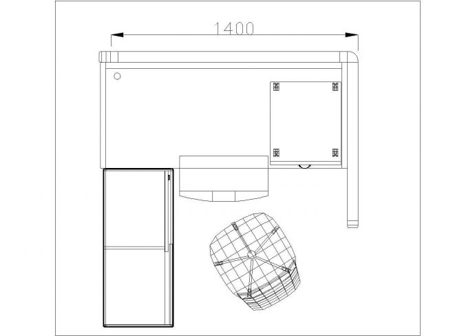 某屏风电脑台CAD构造详细设计图_图1