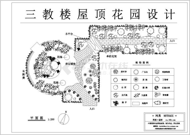 校园屋顶花园设计平面图-图一