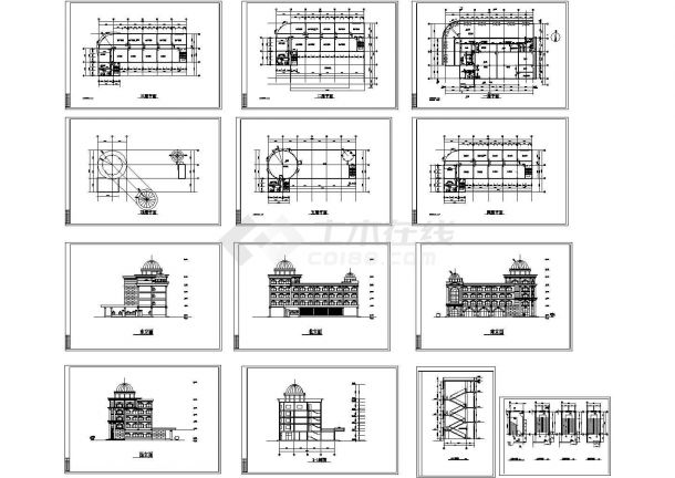 【江苏】某邮电大楼门楼建筑设计CAD全套图纸-图一