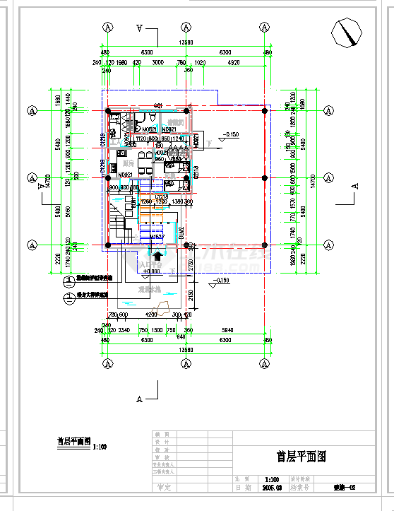 某地成套别墅建筑施工图CAD图纸-图二
