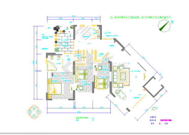 某地某复式别墅装修施工图CAD图纸-图二