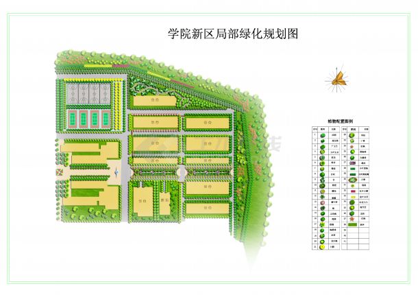 学校局部绿化规划图-图二