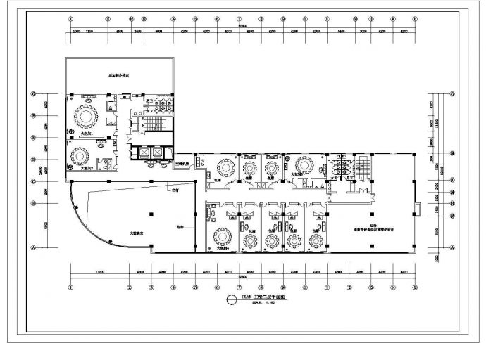某焦作林源大厦酒店平面图主楼二层CAD施工设计平面图_图1