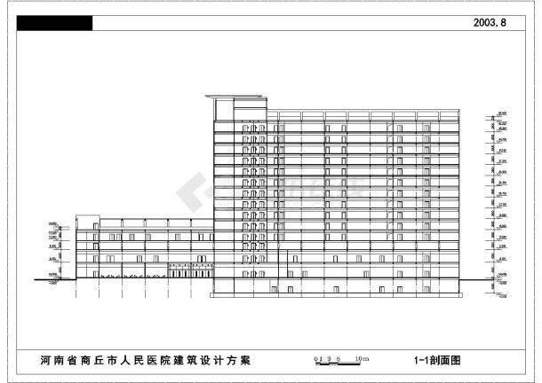 某河南省商丘市第一人民医院CAD设计完整构造剖面图-图一