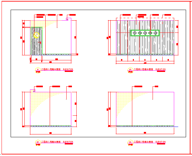 某大型浴场设计施工四人包厢CAD节点剖面构造图纸