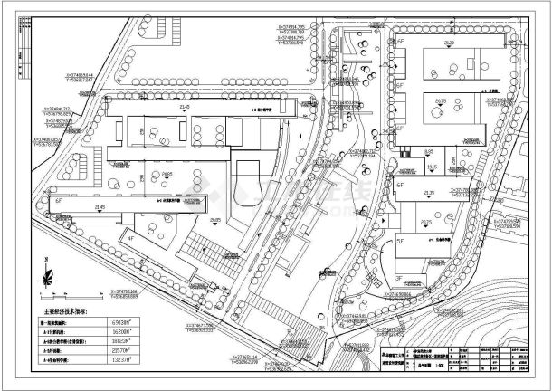 某大学北区教学新区规划与建筑方案设计CAD总平面图-图一