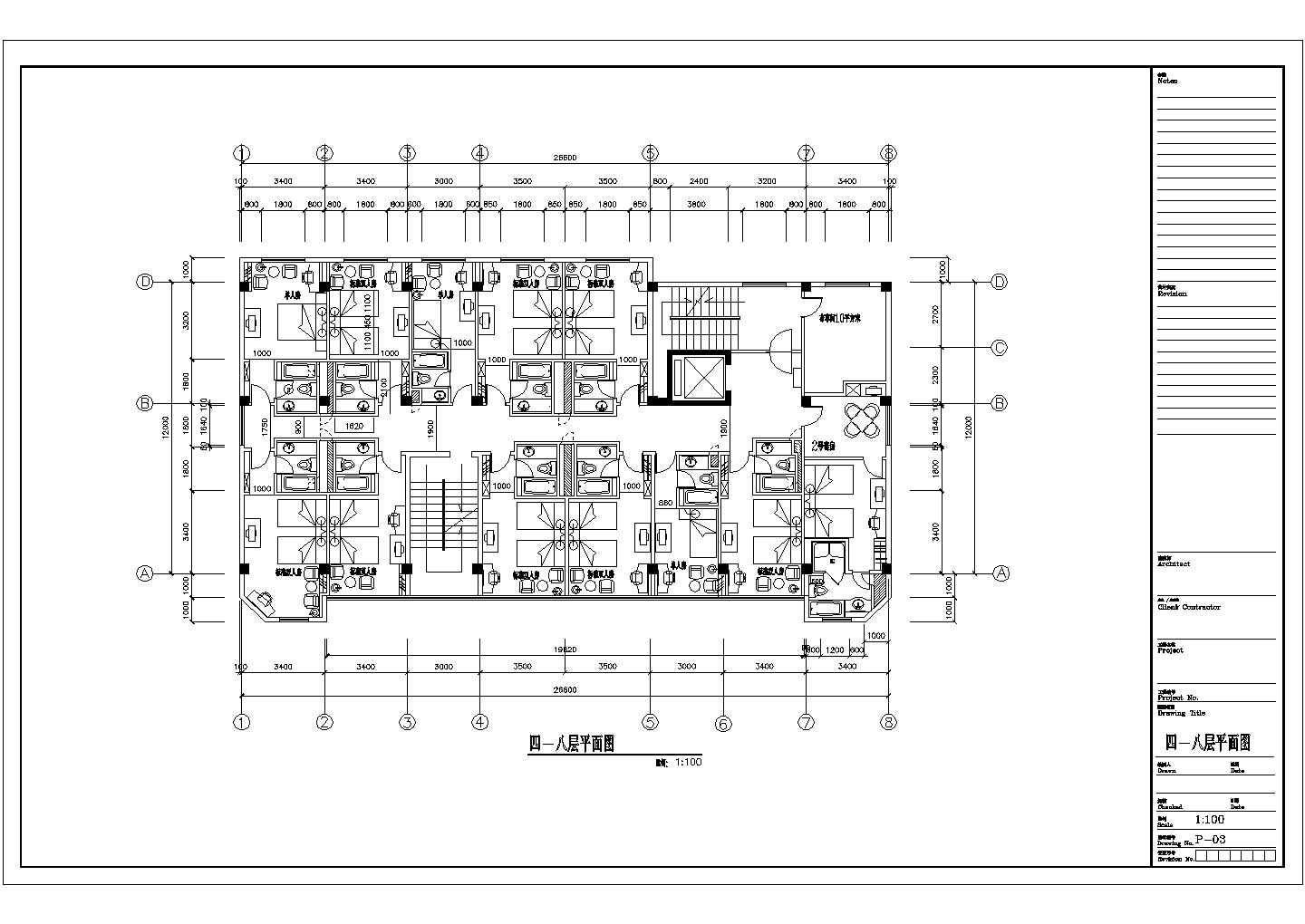 某酒店装饰工程设计4层CAD详细节点平面图