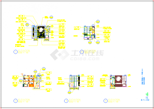 某万豪酒店客房设计图卫生间CAD设计完整立面-图一
