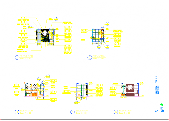 某万豪酒店客房设计图卫生间CAD设计完整立面_图1
