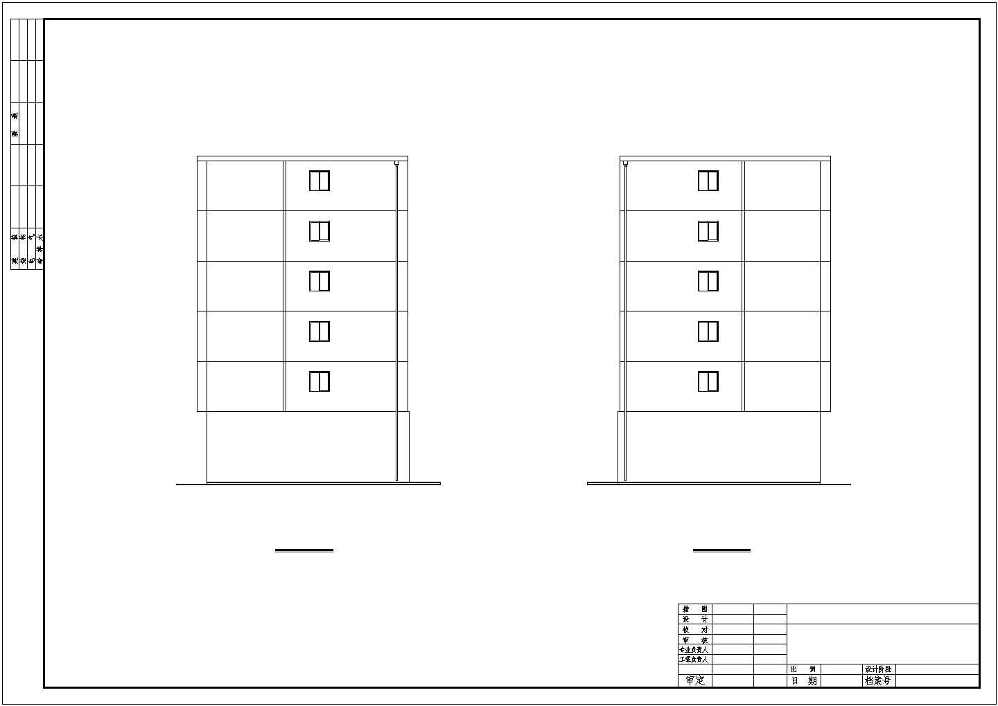 某3694平米六层商住楼东西CAD设计节点立面图