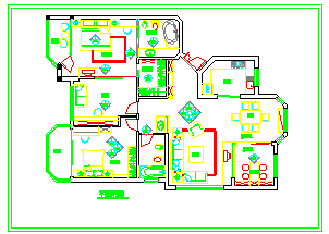  CAD design scheme of a large two bedroom indoor decoration fine decoration - Figure 1
