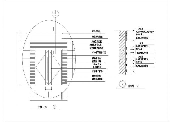 某门立面剖面CAD设计节点完整图_图1