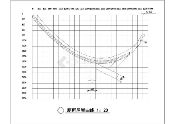 某公厕所屋脊曲线CAD设计节点图纸-图一