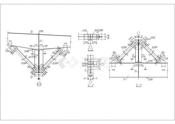 某托梁节点构造CAD完整平面设计详图-图一