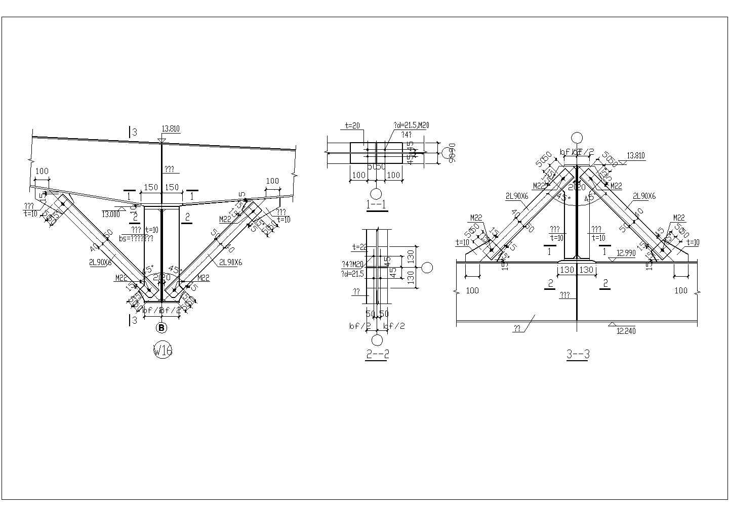 某托梁节点构造CAD完整平面设计详图