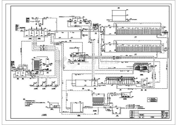 [河南]污水综合处理厂给水CAD设计流程图-图一