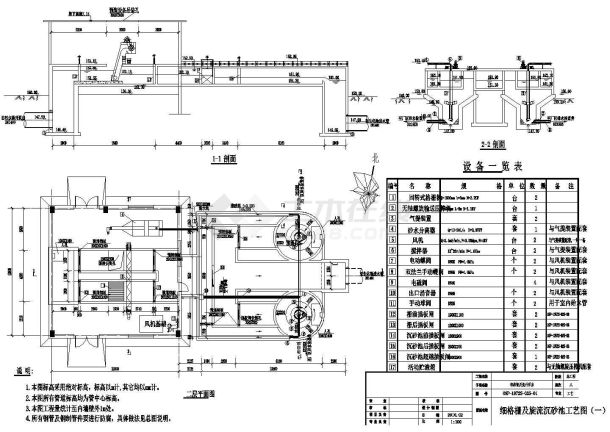 [齐齐哈尔]污水处理厂细格栅及旋流沉砂池CAD节点环保设计图-图一