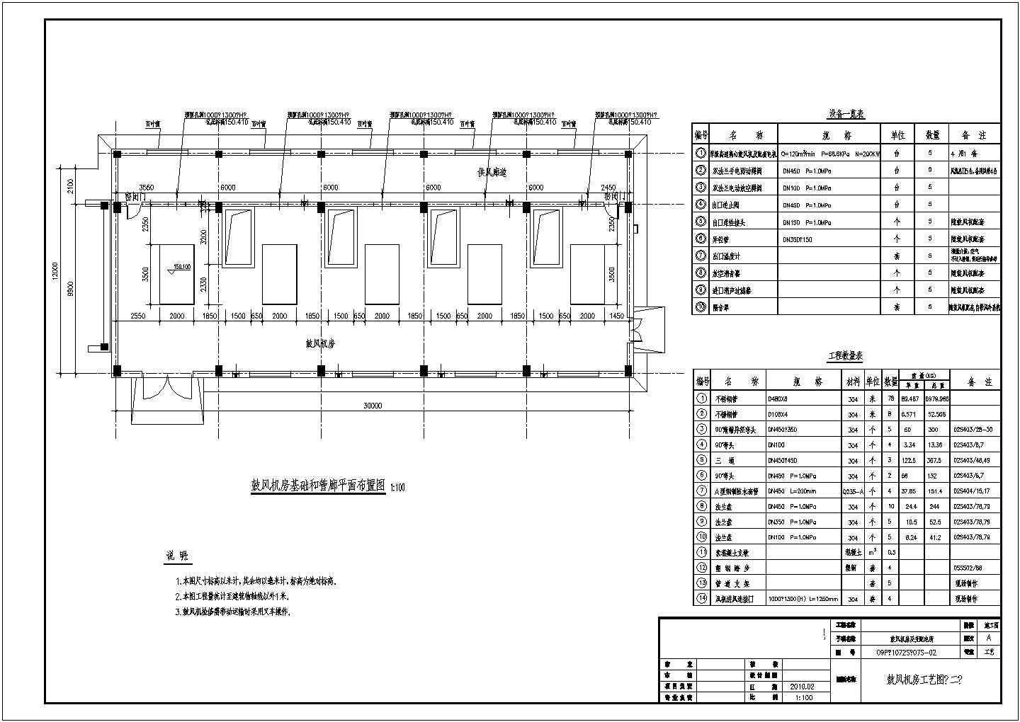 [齐齐哈尔]污水处理厂鼓风机房CAD给排水构造施工图纸