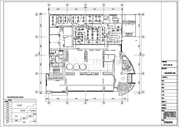 某市水中游火锅店装修建筑施工CAD平面图纸-图二