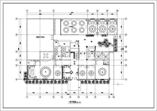 松岭居餐馆全套装修设计CAD图纸-图二