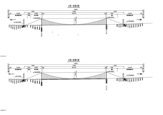 高速公路山区悬索桥桥型方案概略总体布置节点详图设计_图1